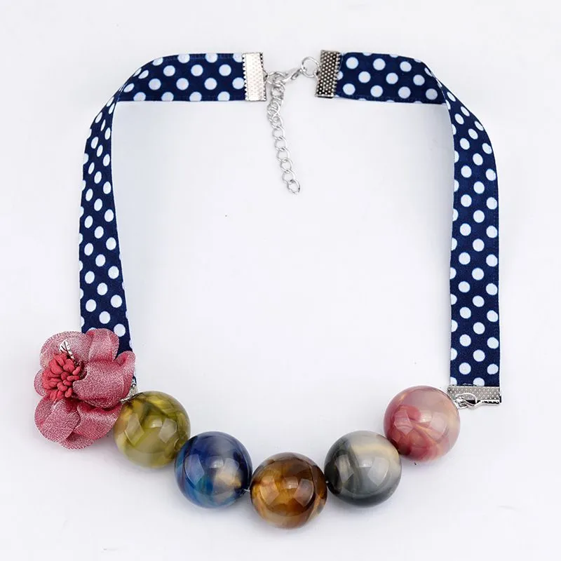 Young Women Asymmetric Design Sweet Round Beads Exaggerated Necklace