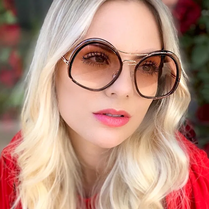 Women Fashion Irregular Round Frame Sunglasses