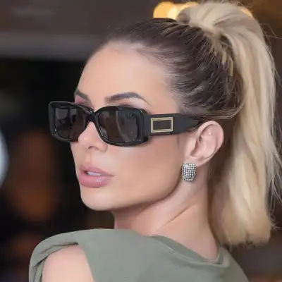 Fashion Square Frame Metal Decorative Sunglasses