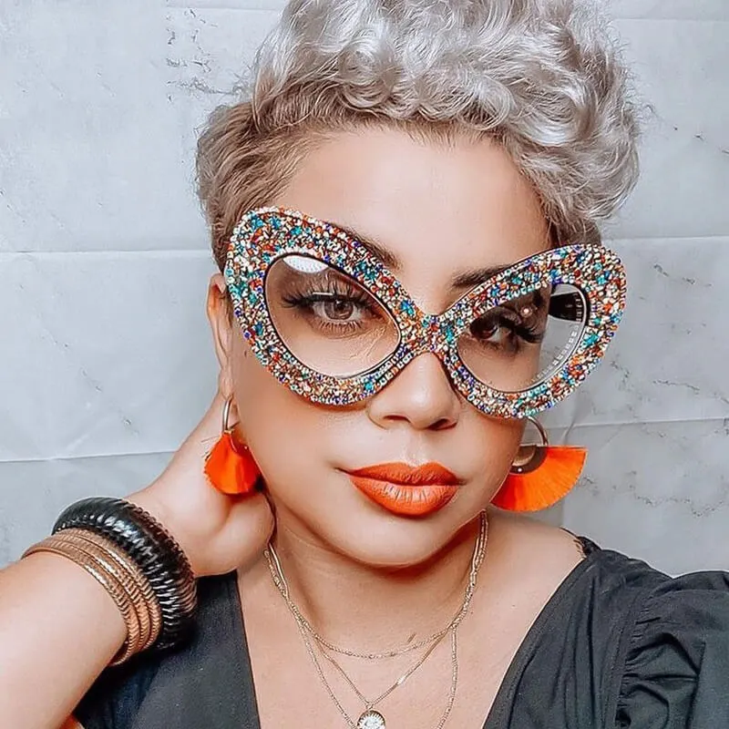 Fashion Butterfly Shaped Frame Rhinestone Decoration Sunglasses