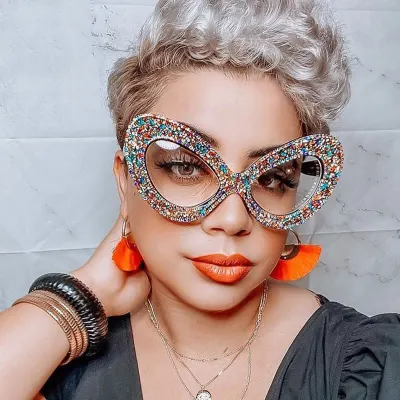 Fashion Butterfly Shaped Frame Rhinestone Decoration Sunglasses