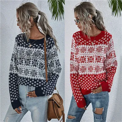 S-XL Women Christmas Round Neck Knitwear