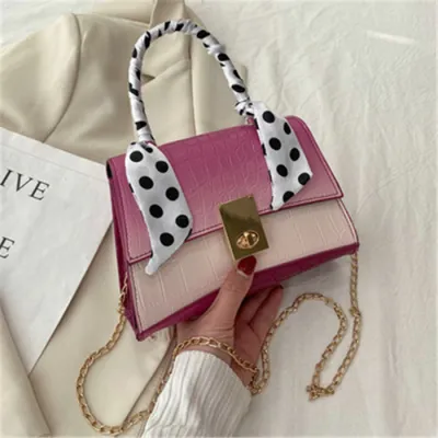 Women Fashion Gradient Color Metal Chain Crossbody Bag