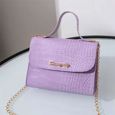 Women Fashion Crocodile Pattern Plaid Prined Crossbody Bag