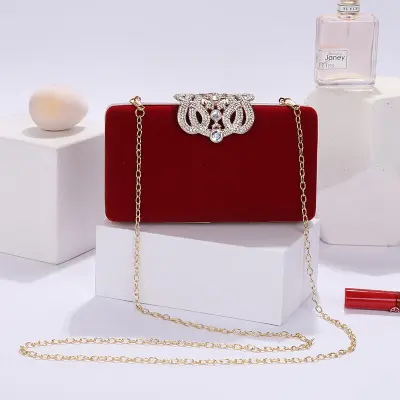 Women Fashion Rhinestone Metal Decoration Evening Bag