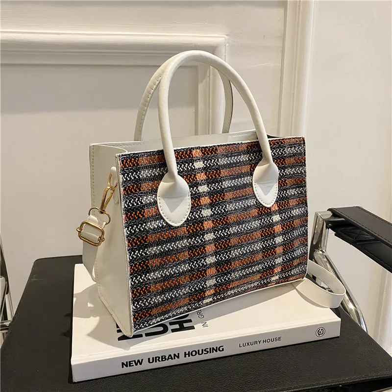 Women Color Stitching Plaid Casual Crossbody Bags