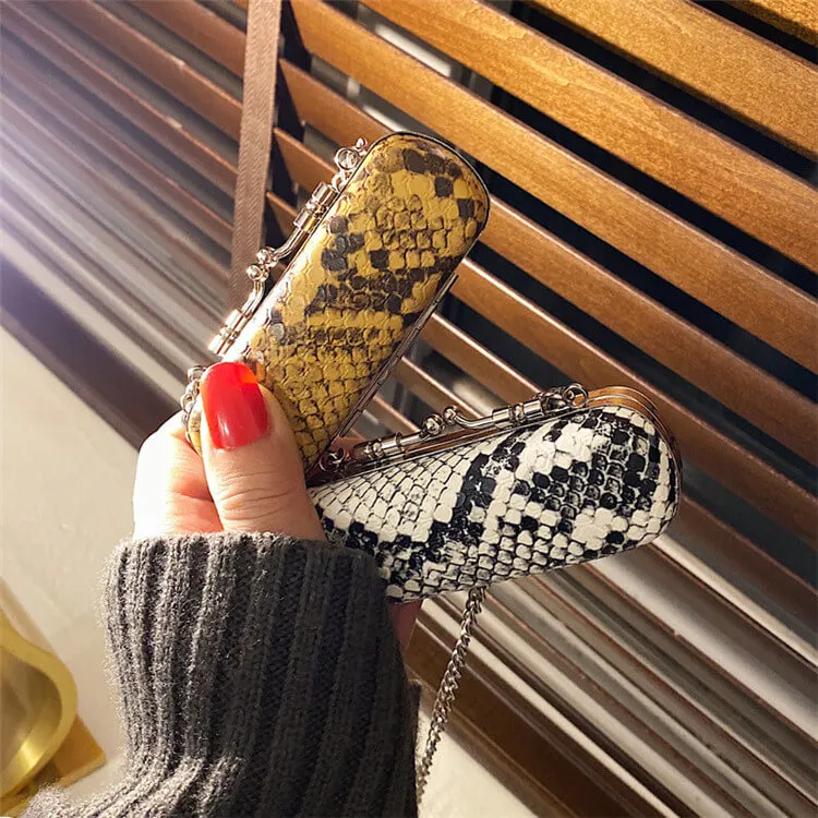 Women Fashion Snakeskin Pattern  Mini Lipstick Holder Bag