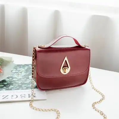 Women Simple Solid Color Metal Decoration Chain Square Crossbody Bag