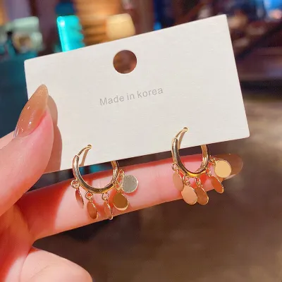Refinement Circle Shape Design Sequins Dangle Earrings