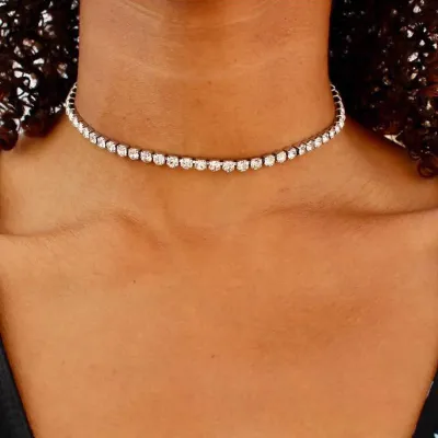 Minimalist Full Rhinestone Choker Necklace