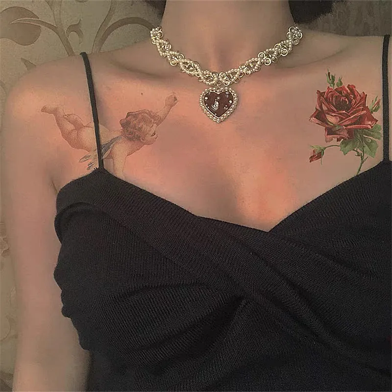 Vintage Woven Pearl Love Heart Pendant Necklace
