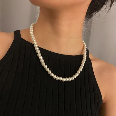 Simple Pearl Chain Design Choker Necklace