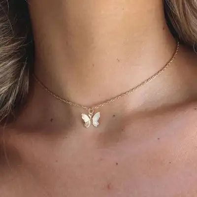 Women Simple Butterfly Pendant Necklace