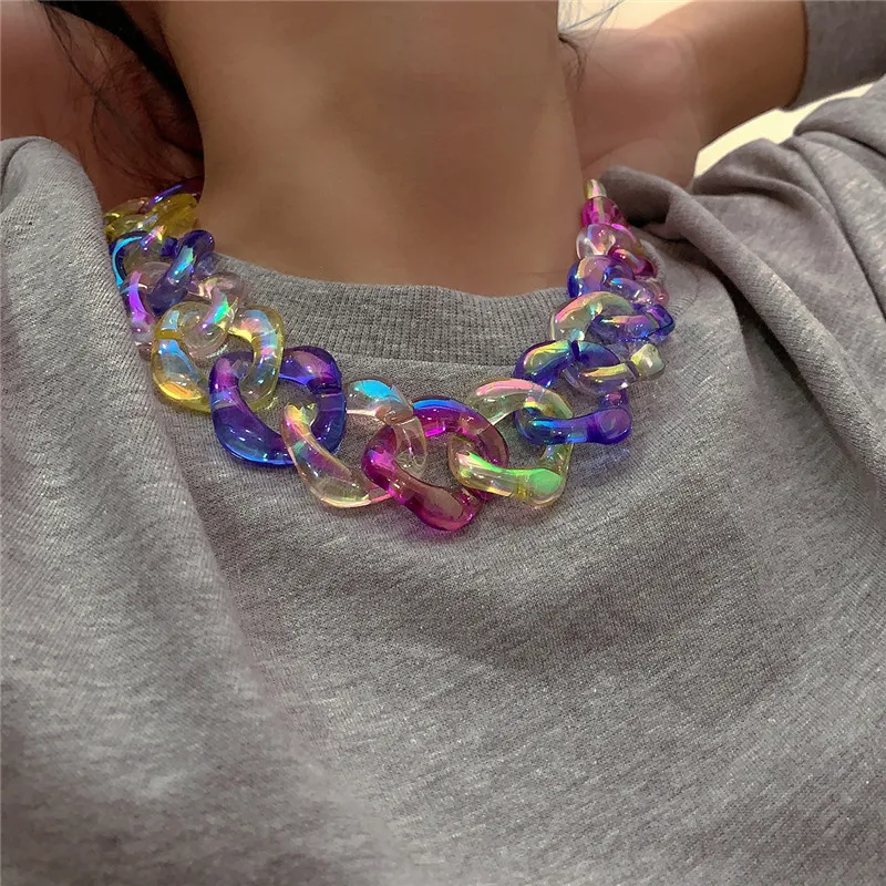 Women Exaggerated Color Acrylic Necklace