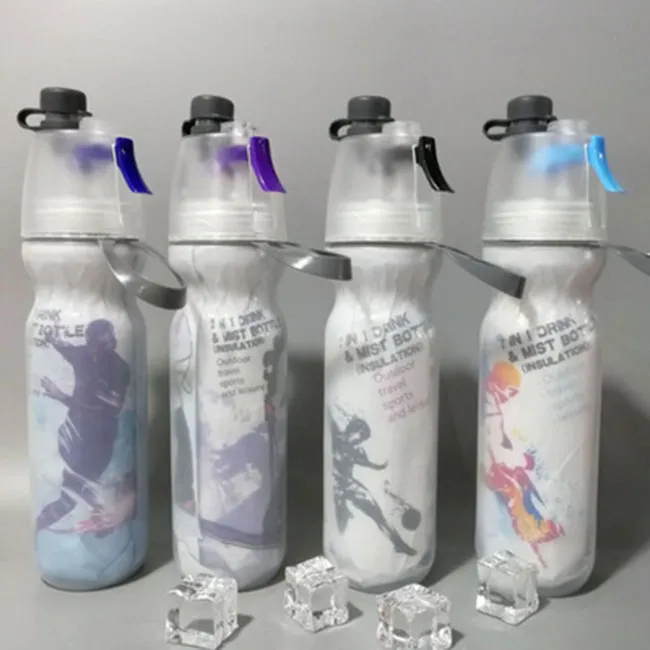 Outdoor Sports Plastic Cold-keeping Function Spray Water Bottle
