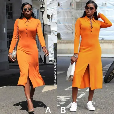 S-XL Women Fashion Solid Color Lapel Midi Dress