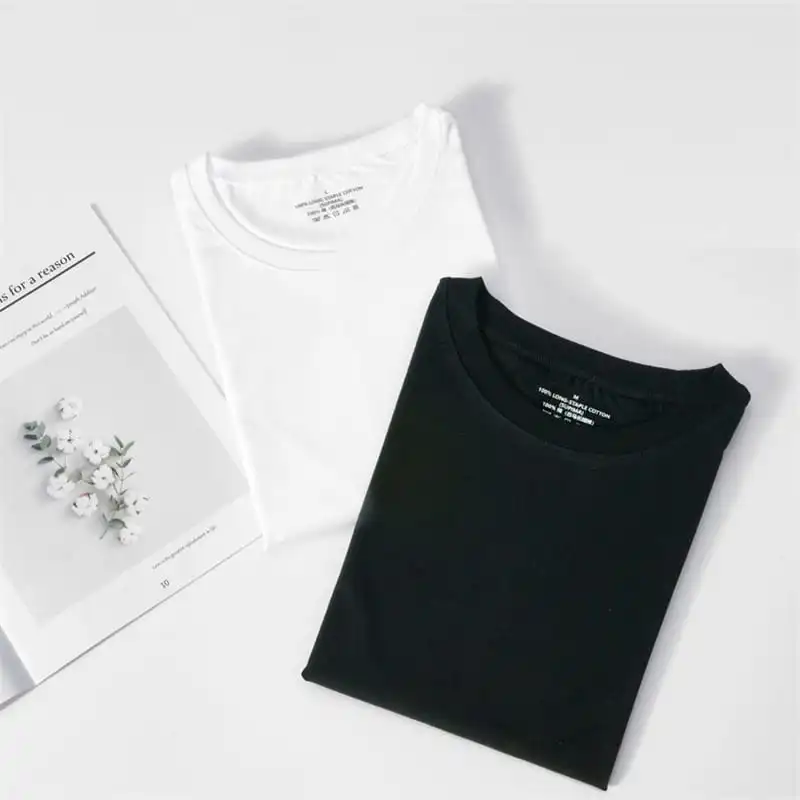 S-3XL Unisex Fashion Round Neck Pima Cotton Short Sleeve T-shirt