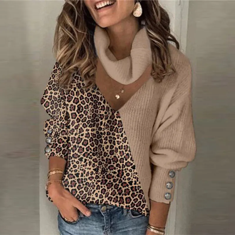 S-3XL Women Casual Leopard Printing Patchwork Kintwear