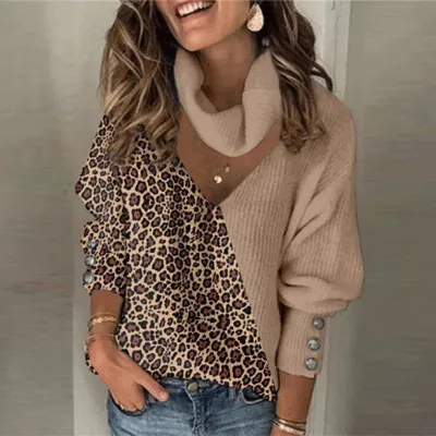 S-3XL Women Casual Leopard Printing Patchwork Kintwear