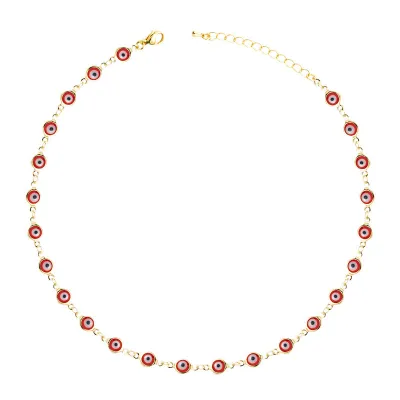 Hip Hop Creative Evil Eye Pattern Bead Decorated Copper Necklace