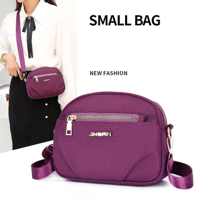 Waterproof Oxford Cloth Women Casual Zipper Solid Color Canvas Large Capacity Crossbody Bag