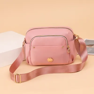 Waterproof Women Casual Zipper Solid Color Canvas Large Capacity Crossbody Bag