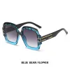 Blue Bean Flower Frame Double Gray Slices