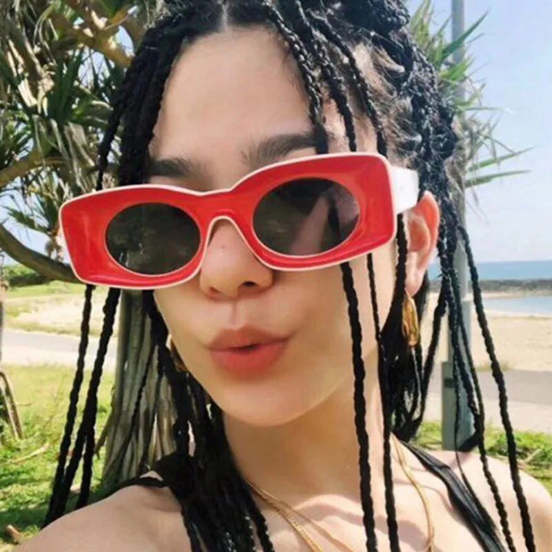 Women Creative Color Blocking Concave Shaped Frame Sunglasses