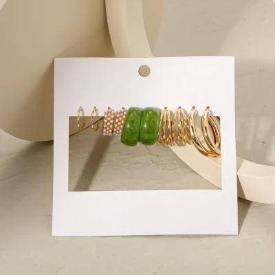 Temperament Creative Geometric Design Pearl Decoration Alloy Earring Set