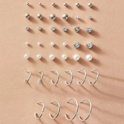 Vintage Simple Pearl Crystal Decoration Alloy Earring Set