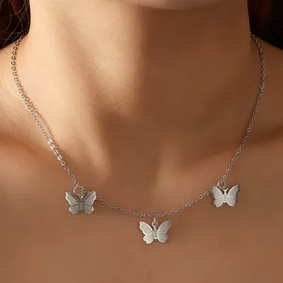 Temperament Butterfly Pendant Design Alloy Choker Necklace