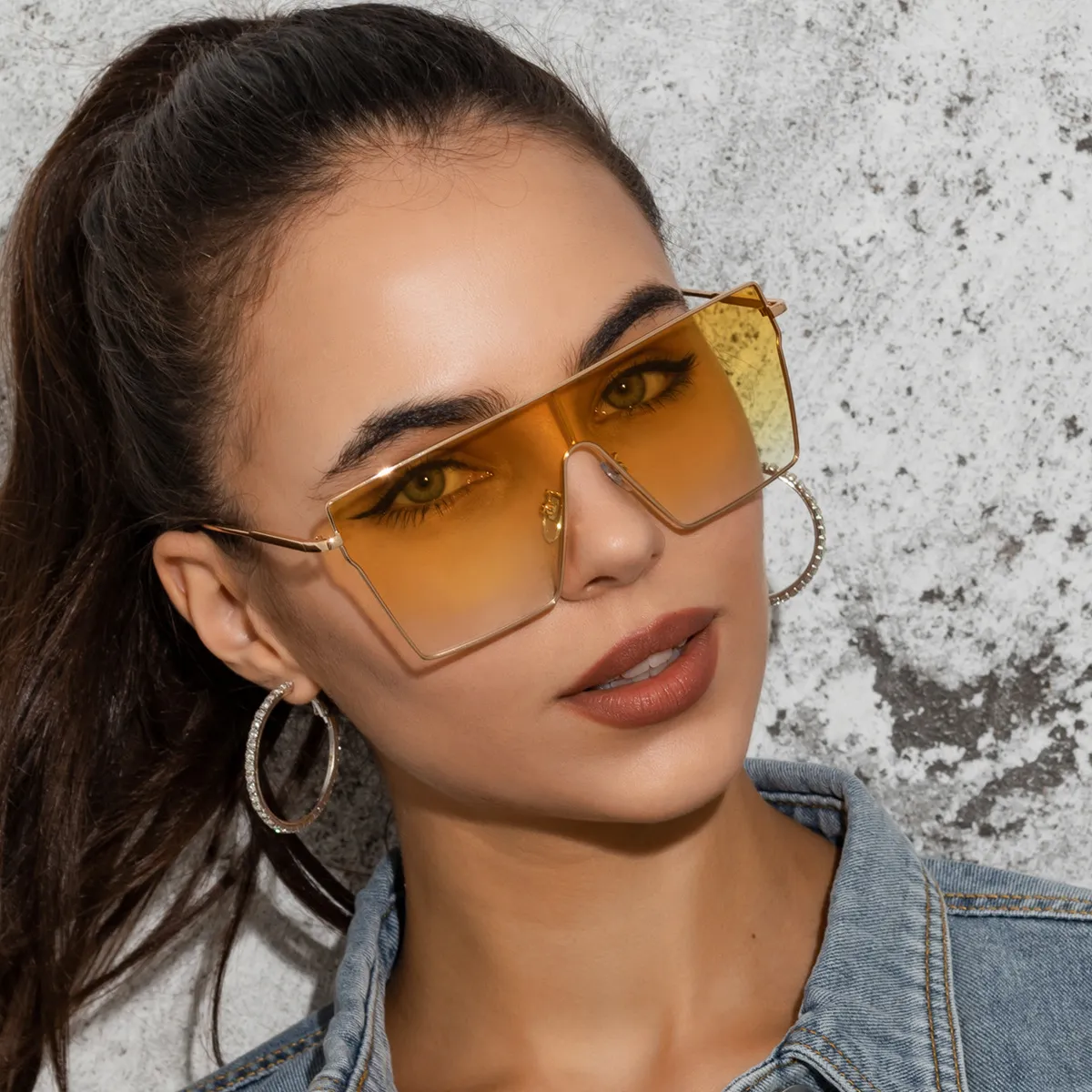 Unisex Fashion Big Square Metal Frame Sunglasses
