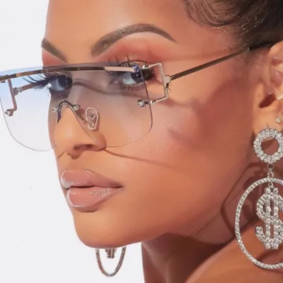 Women Chic One-Piece Flat Top All-match Sunglasses