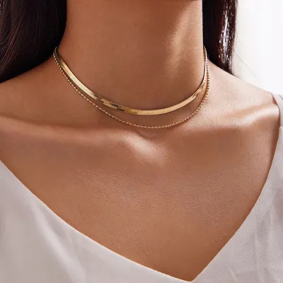 Simple Beaded Design Alloy Multilayer Necklace