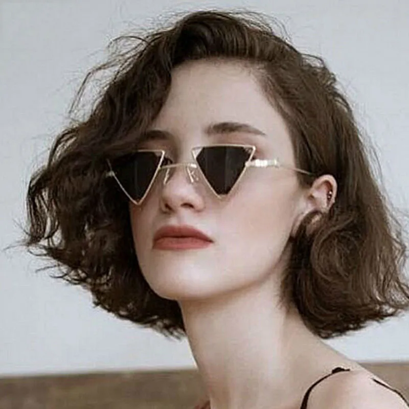 Women Unique Triangle Hollow Out  Design Small Frame Sunglasses