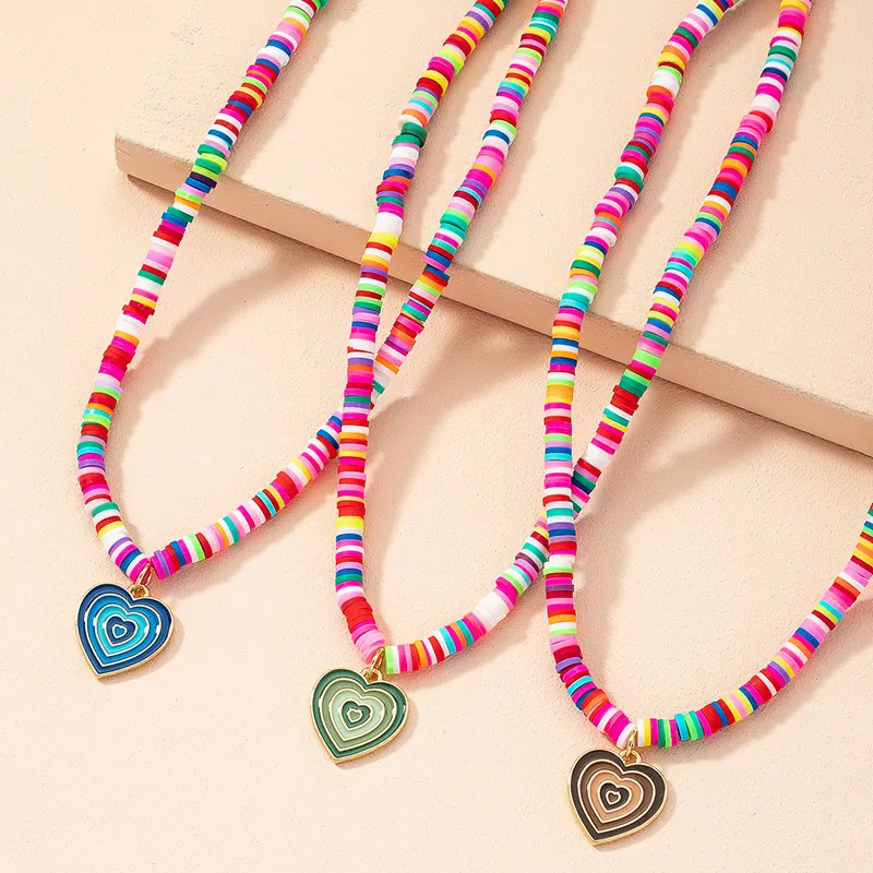 Boho Heart Pendant Beaded Design Necklace