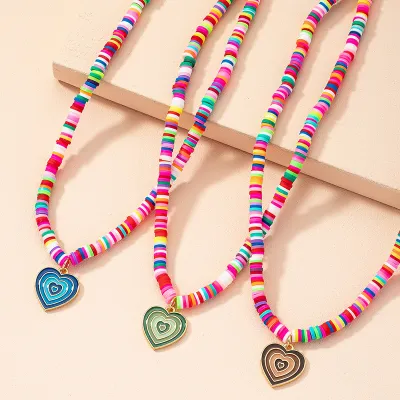 Boho Heart Pendant Beaded Design Necklace