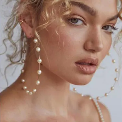 Pearl Decor C-shaped Handmade Women Unique Earrings