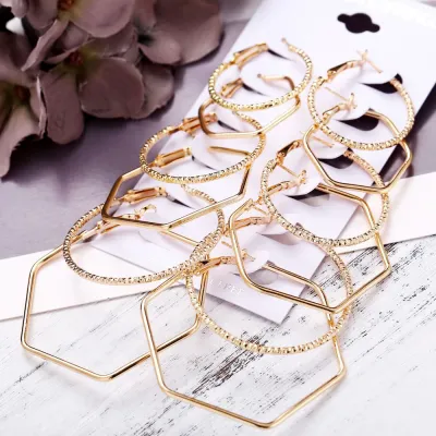 6 Pcs Personality Geometric Polygon Combination Earrings Set