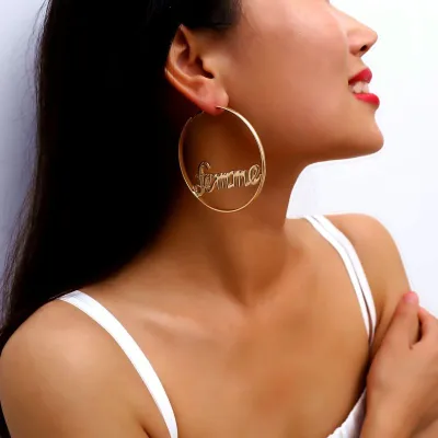 Unique Hollow Letter Design MetalHoop Earrings
