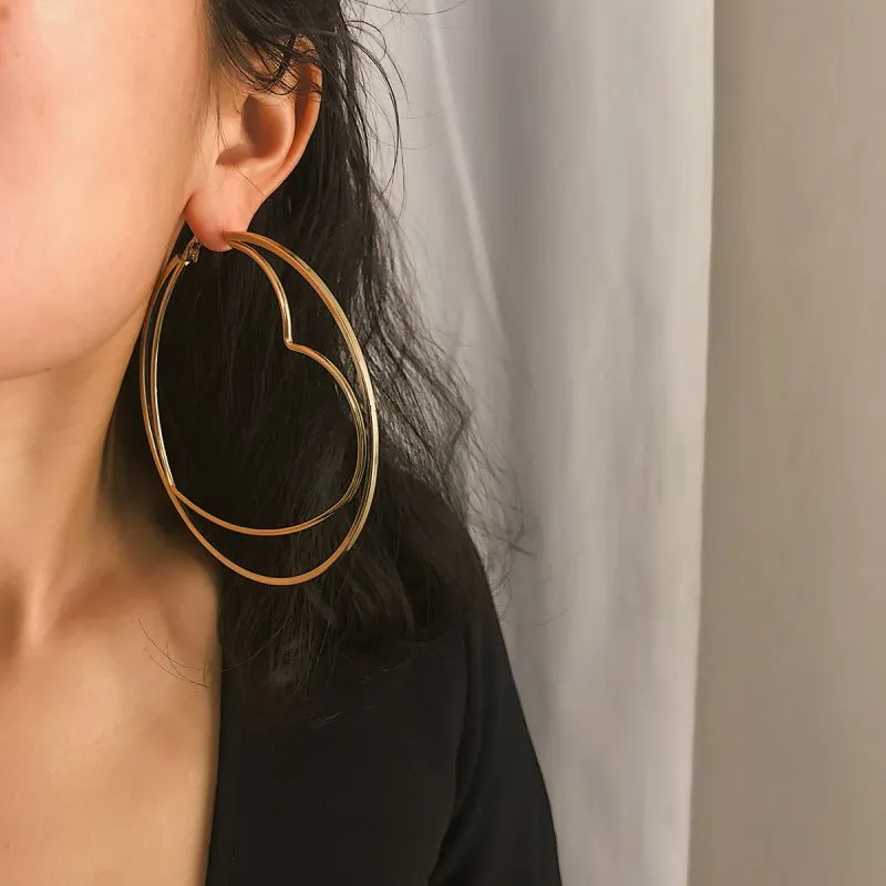 Fashion Exaggerated Geometric Design Metal Hoop Earrings