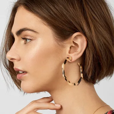 Polygon Leopard Pattern Hoop Earrings