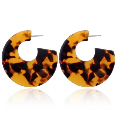 Geometric Leopard Pattern Hoop Earrings