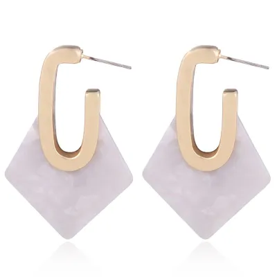 Geometric Design Multicolor Hoop Earring