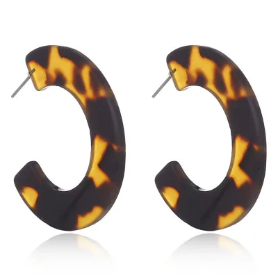Leopard Pattern Acrylic Hoop Earrings