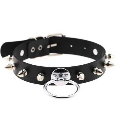 Unique Nightclub Jewelry Punk Women Rivet Decor PU Choker