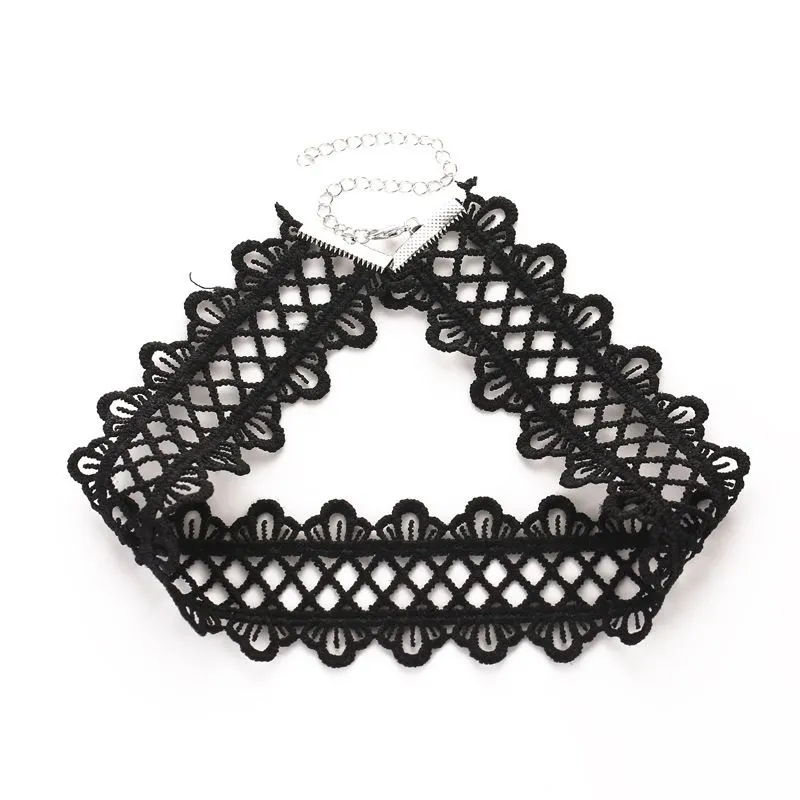 Women Gothic Style Hollow Lace Widening Choker Necklace