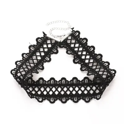 Women Gothic Style Hollow Lace Widening Choker Necklace