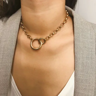 Simple Metal Ring Buckle Design Necklace