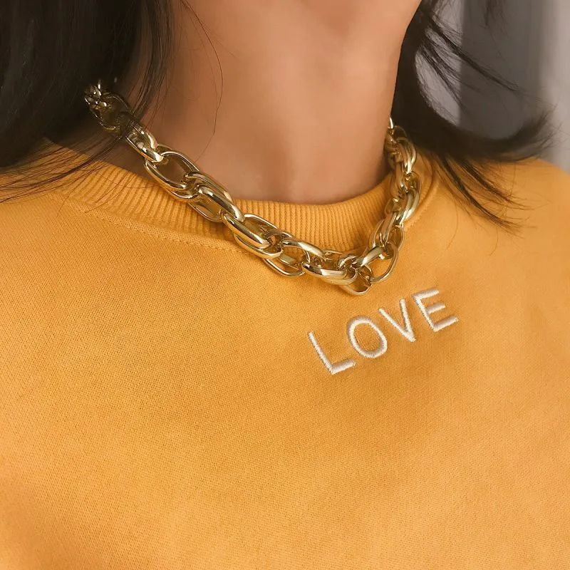 Simple Creative Thick Chain Design Metal Necklace
